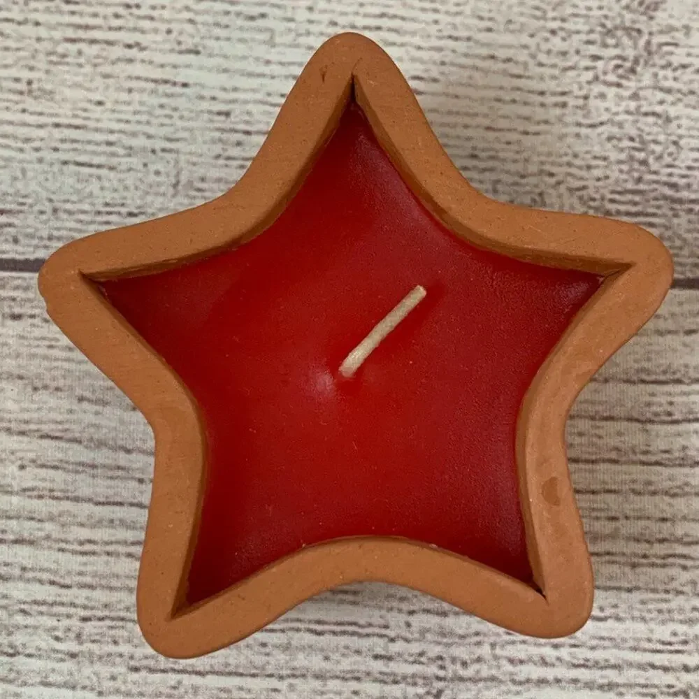 Canterbury Candles Vintage Terracotta Tree and Star Candle Set of 3 Christmas
